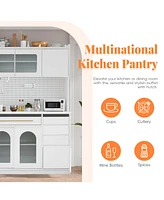 63" Buffet with Hutch, Coffee Bar, Drawers, Shelves, & Power