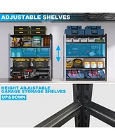72.05 Inch Tall Black Metal Shelves with 5 Removable Dividers Are High Capacity and Load Bearing for Garages, Kitchens and Offices.