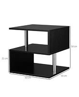 Coffee Tables for Living Room Modern Black Coffee Table with S-Shaped 3 Tiers Open Storage Shelf Matte Center Sofa Tea Table for Home Office Furniture