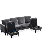 Chenille Sectional Sofa, U Shaped Sofa Couch with High Density Memory Foam, 4 Seat Comfy Modular Sofa Couch for Living Room, Modern U Shaped Sectional