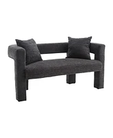 Modern Comfy 2-Seater Chenille Loveseat (Carbon Black)