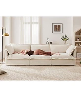 L-Shaped Slipcovered Sectional Sofa with Ottoman & Pillows