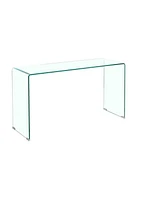 Glass Console Table, Transparent Tempered Glass Console Table with Rounded Edges Desks, Sofa Table