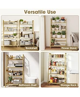 4-Tier Bamboo Ladder Shelf Multipurpose Bookcase, Plant Stand, or Storage Rack