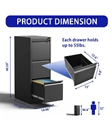 3-Drawer Metal Vertical File Cabinet with Lock