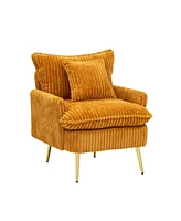 30.31 inch single chair Fashion sofa, yellow sofa, coarse corduroy fabric, soft and comfortable, suitable for apartment office living room bedroom mee