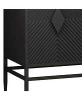 31.50" Modern 2 Door Wooden Storage Cabinet Accent Cabinet with Metal Leg Featuring Two-tier Storage, for Living Room, Entryway and Dining Room,