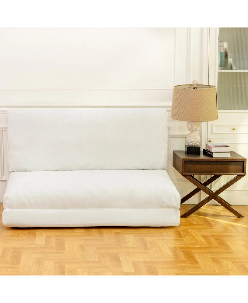 Large Folding Matress Sofa Bean Bag Bed, Foam Filling Folding Matress Sofa, Includes Removable and Machine Washable Cover, Soft Premium Faux Fur