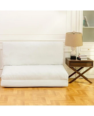 Large Folding Matress Sofa Bean Bag Bed, Foam Filling Folding Matress Sofa, Includes Removable and Machine Washable Cover, Soft Premium Faux Fur
