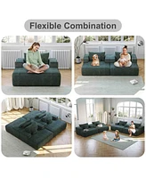 55-inch Chenille Sponge Sofa Lounge Chair,No Assembly Required,Fluffy Modern Sleeper Chair for Indoor Living Room Bedroom