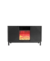 Mid-Century Modern Tv Stand with 18" Electric Fireplace