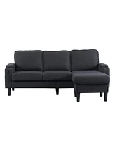 3-Seat Dark Grey Knockdown Sofa with Ottoman and Storage
