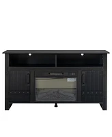 Black Entertainment Center with Infrared Electric Fireplace and Storage