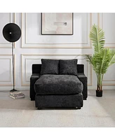 Modern Luxury Sofa Couch for Living Room Quality Chenille Upholstery Sleeper Sofa Bed Daybed Black Chenille