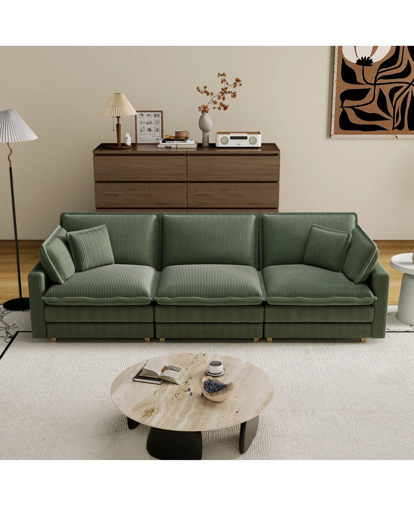 Modular Sectional Sofa, Deep Seat, 4 Pillows, Modern L-Shape