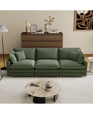 Modular Sectional Sofa, Deep Seat, 4 Pillows, Modern L-Shape