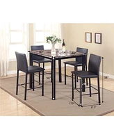 Citico Metal Counter Height Dining Table with Laminated Faux Marble Top, Black