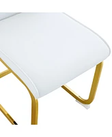 Luxury White Pu Dining Chair Set - Gold Legs (8 Chairs)