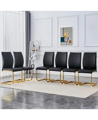 Luxury Black Pu Dining Chairs - Gold Leg (Set of 6)