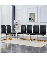 Luxury Black Pu Dining Chairs - Gold Leg (Set of 6)