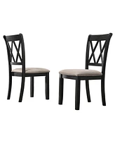 Fabric Upholstered Dining Chair in Black, Set of 2