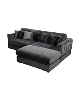 Oversized Cloud Sectional Sofa with Moveable Ottoman (Grey)
