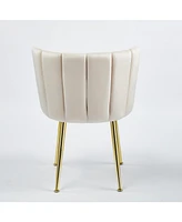 Modern Velvet Dining Chair Set (2) with Golden Legs