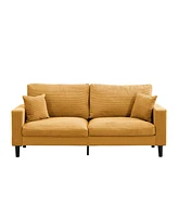 74" Modern Sofa with High Resilience, Wooden Frame - Orange Comfort