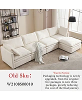 5-Seat U-Shaped Sectional Sofa with Sleeper and Chaise Lounge