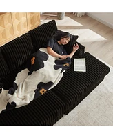 Corduroy 3-Seater Sofa with Storage and Accessories