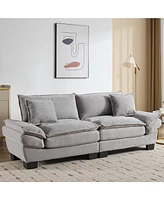 Corduroy Sofa Sleeper: Comfy, Deep-Seat Couch with Pillows