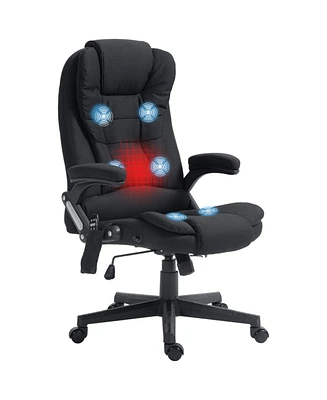 6 Point Vibrating Massage Office Chair with Lumbar Heat Black