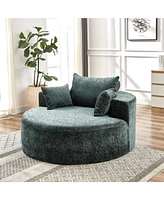 55''L Chenille Sponge single sofa,No Assembly Required,Fluffy Modern Sleeper Chair for Living room, Bedroom, Lounge and Projection Room(Not a swivel c