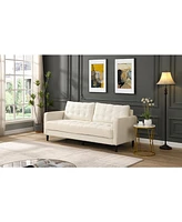 3-Seater High Resilience Modern Sofa, Wooden Frame Beige