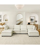 Comfy Cloud Sectional Sofa: 4 Seat Sofa with Ottomans & Pillows