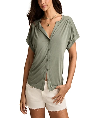 Lucky Brand Women's Sandwash Short Sleeve Button Front Shirt