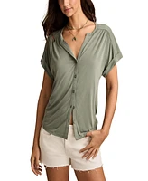 Lucky Brand Women's Sandwash Short Sleeve Button Front Shirt