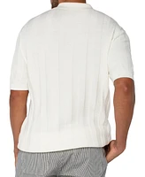Liverpool Los Angeles Men's Kingston Slim Fit Short Sleeve Textured Stripe Polo Sweater