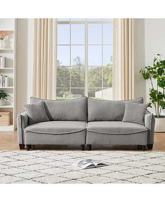 Cozy Corduroy Sofa Bed with Pillows for Living Room