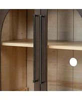 4-Door Sideboard Buffet with Glass Doors & Shelves