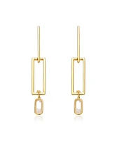 14K Gold Plated Green Cubic Zirconia Drop Earrings