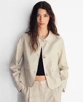 Mango Women's Pocket Linen-Blend Jacket