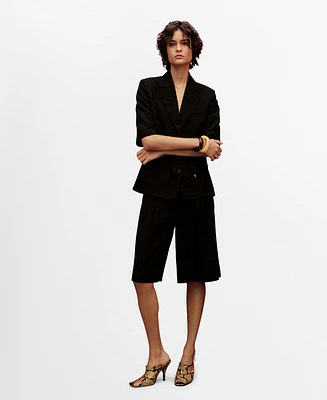 Mango Women's Linen-Blend Suit Bermuda Shorts