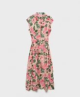 Mango Women's Belt Printed Shirt Dress