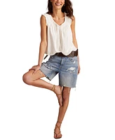 Lucky Brand Women's Cotton Smocked Tie-Neck Sleeveless Top