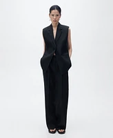 Mango Women's Straight-Fit Linen Suit Pants