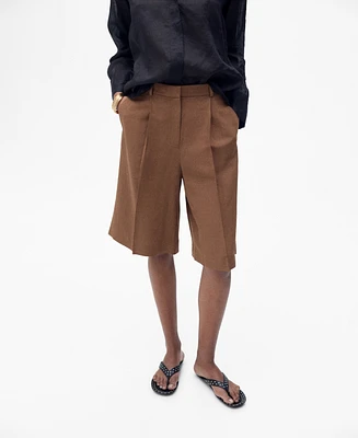 Mango Women's Linen-Blend Suit Bermuda Shorts