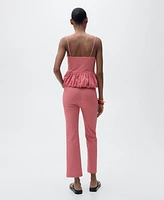 Mango Women's Gingham-Check Cropped Pants