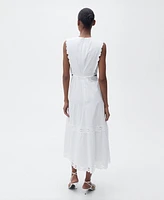 Mango Women's Side Slits Embroidered Dress