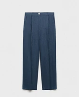 Mango Women's Pleated Detail Straight-Fit Linen Pants